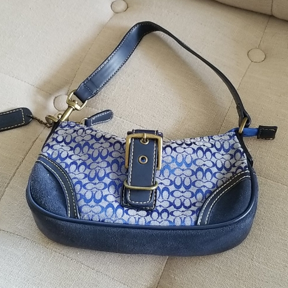 Coach Handbags - COACH Cobalt Blue Mini Crossbody/Wristlet